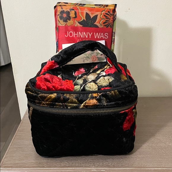 Johnny Was Handbags - Johnny Was Black and Red Velvet Floral Bag